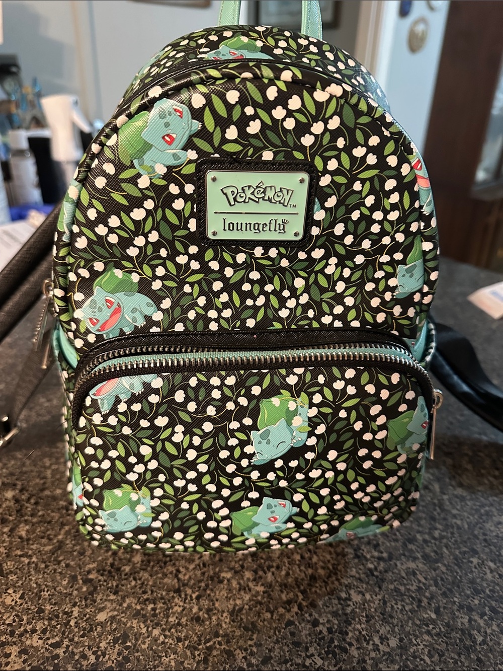Loungefly Pokémon Bulbasaur Floral Mini Backpack - Black & Mint